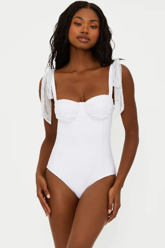 ladies one-piece swimsuit tide chic -Dede One Piece White