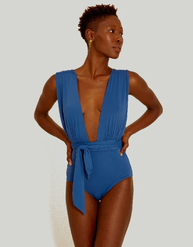 ladies one-piece swimsuit sand glow -Chic Multi Way One Piece Swimsuit Cobalt Blue