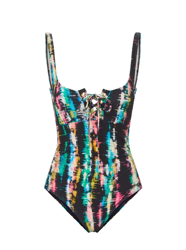 ladies one-piece swimsuit fish accent -Taylor One Piece Bimini Sky