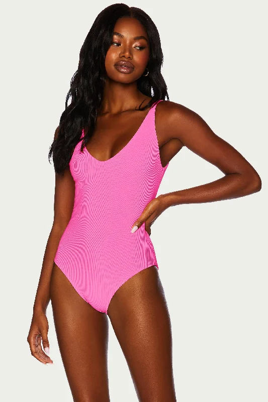 ladies one-piece swimsuit spa dip -Reese One Piece Neon Pink