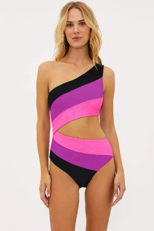 ladies one-piece swimsuit shore chic -Joyce One Piece Vivid Violet Colorblock