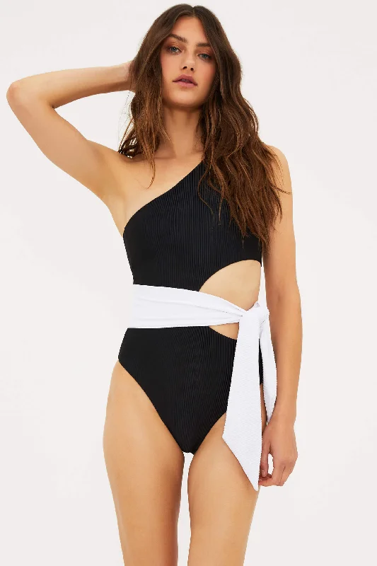 ladies one-piece swimsuit plain chic -Carlie One Piece Black & White