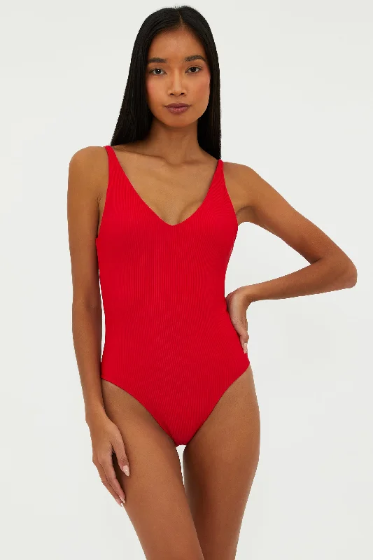 ladies one-piece swimsuit sharp pleat -Reese One Piece Red