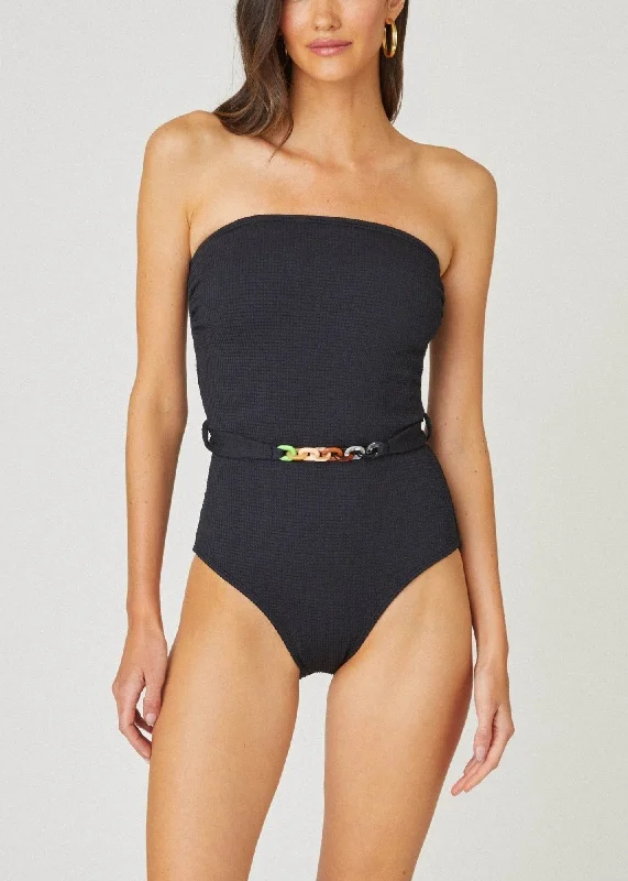 ladies one-piece swimsuit plush pick -Jet Belted Classed One Piece