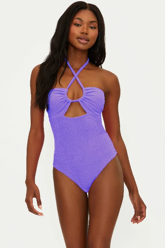 ladies one-piece swimsuit dusk fabric -Phoenix One Piece Ultra Violet Terry